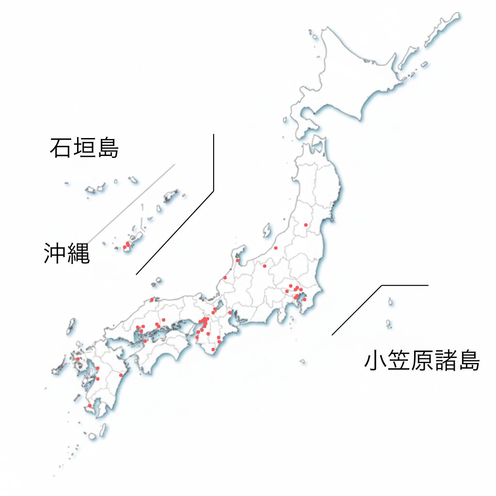 アメリカカンザイシロアリ分布