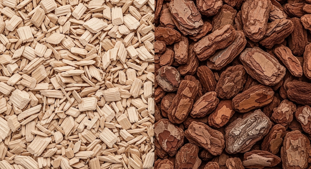 ウッドチップとバークチップ