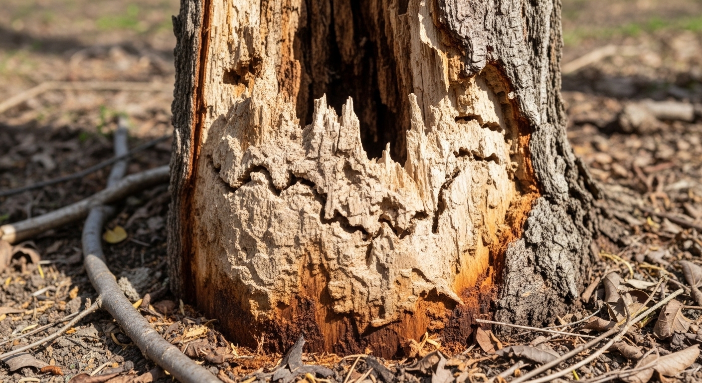 侵食された庭木
