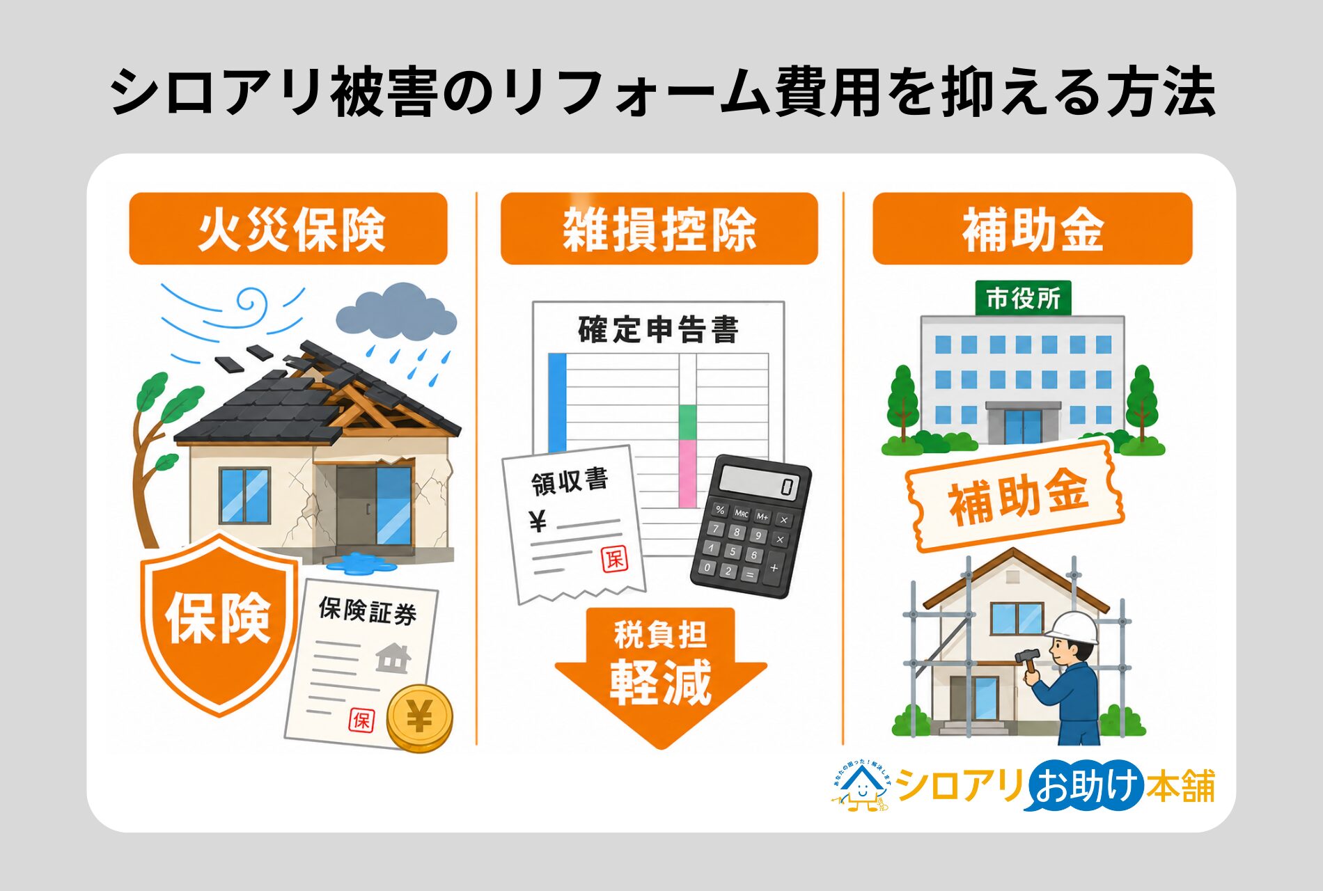 シロアリ被害のリフォーム費用を抑える方法