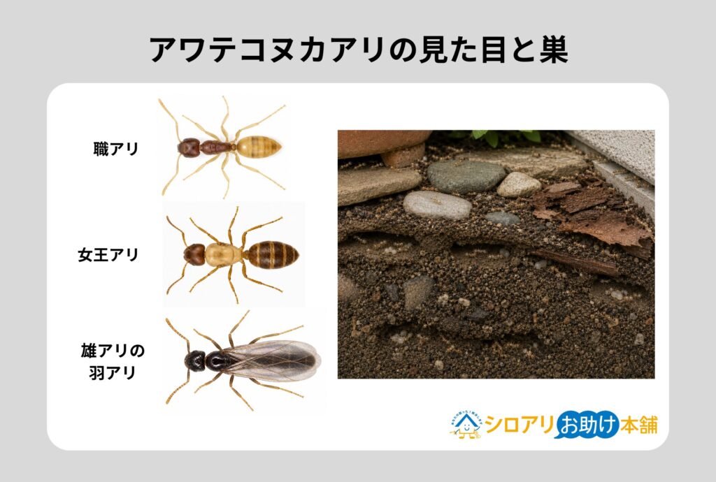 アワテコヌカアリの見た目と巣