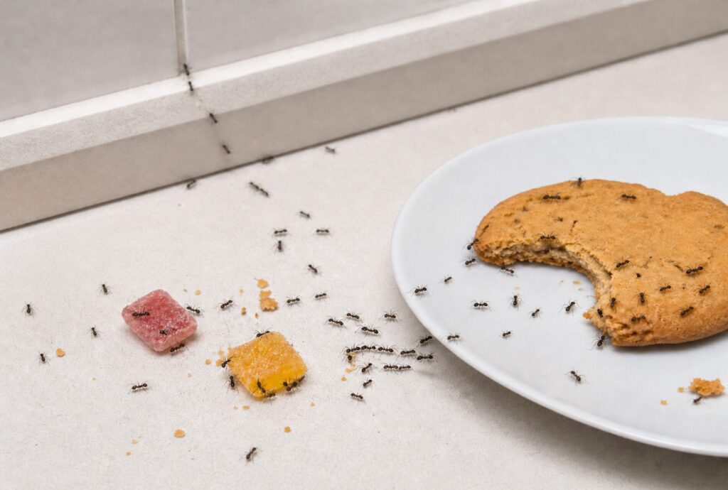 食品に群がるクロアリ