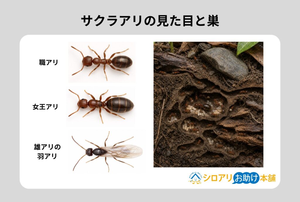 サクラアリの見た目と巣