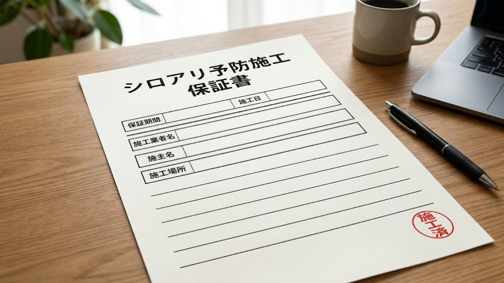 シロアリ予防施工の保証書