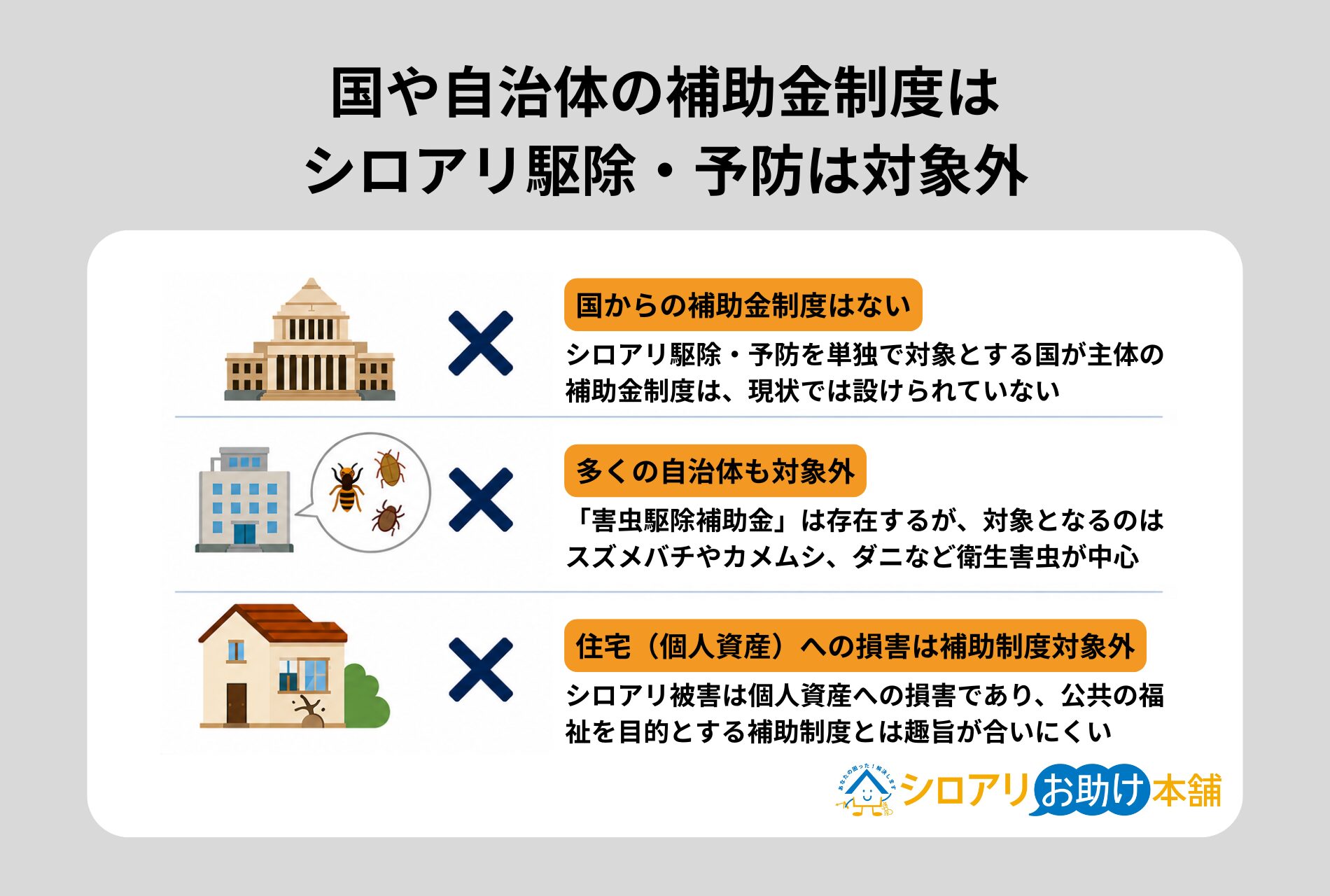 公的な補助金はほとんど存在しない