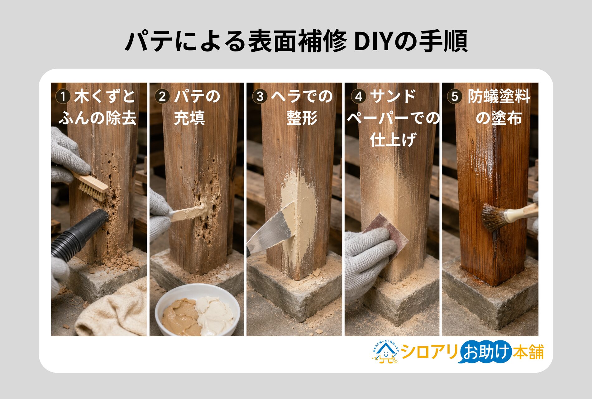 パテによる表面補修 DIYの手順