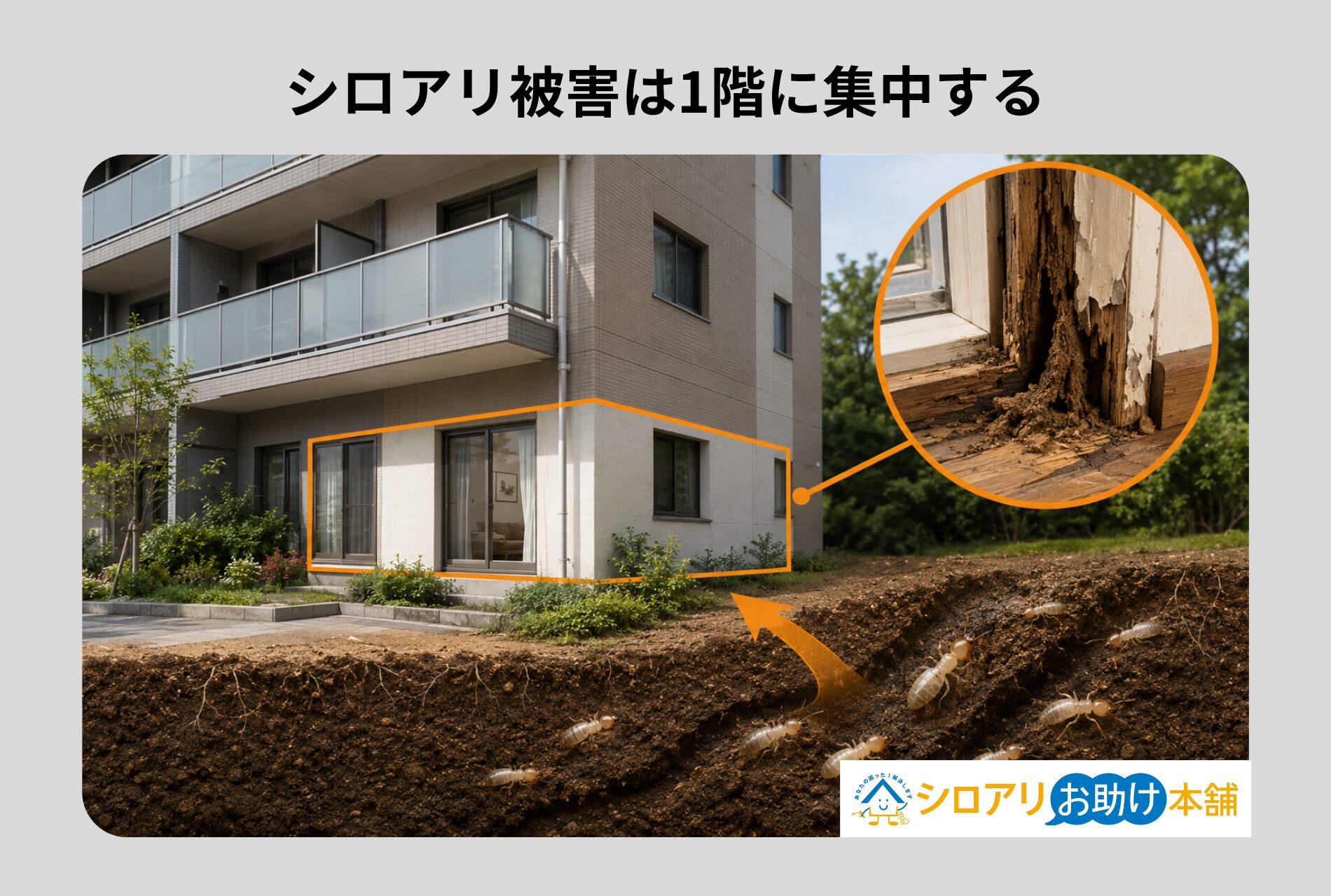 シロアリ被害は1階に集中する