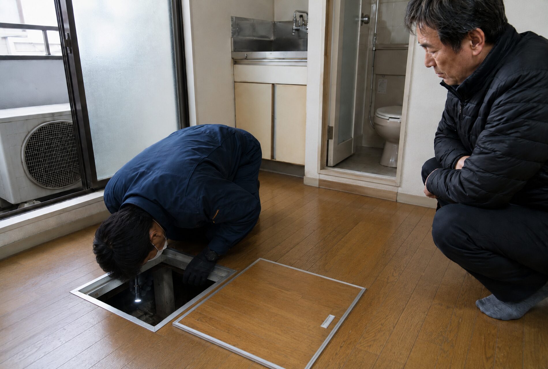 木造アパートで床下の土壌からヤマトシロアリが侵入