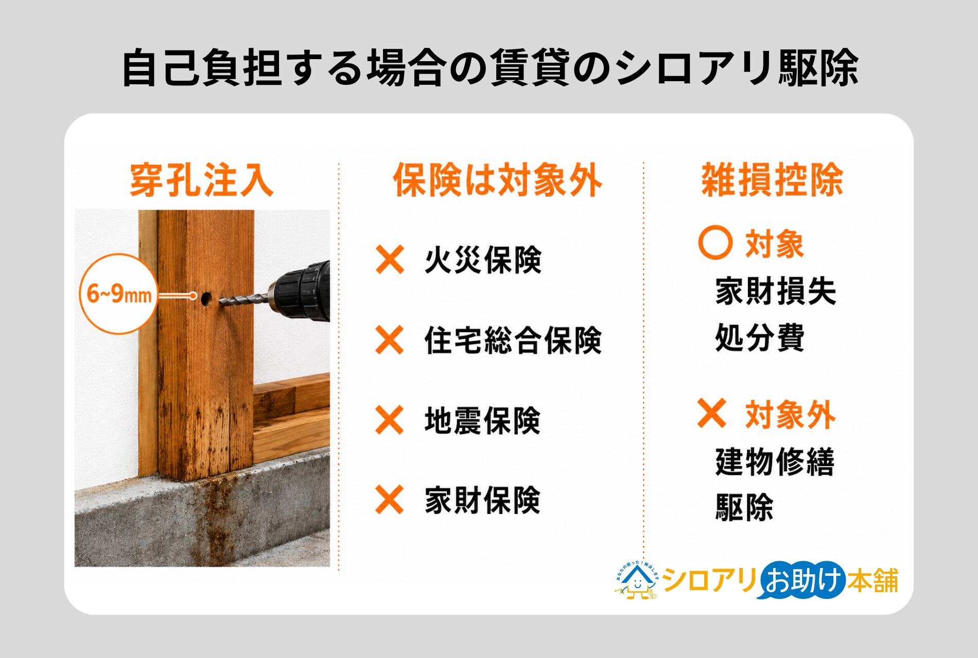 自己負担する場合の賃貸のシロアリ駆除費用