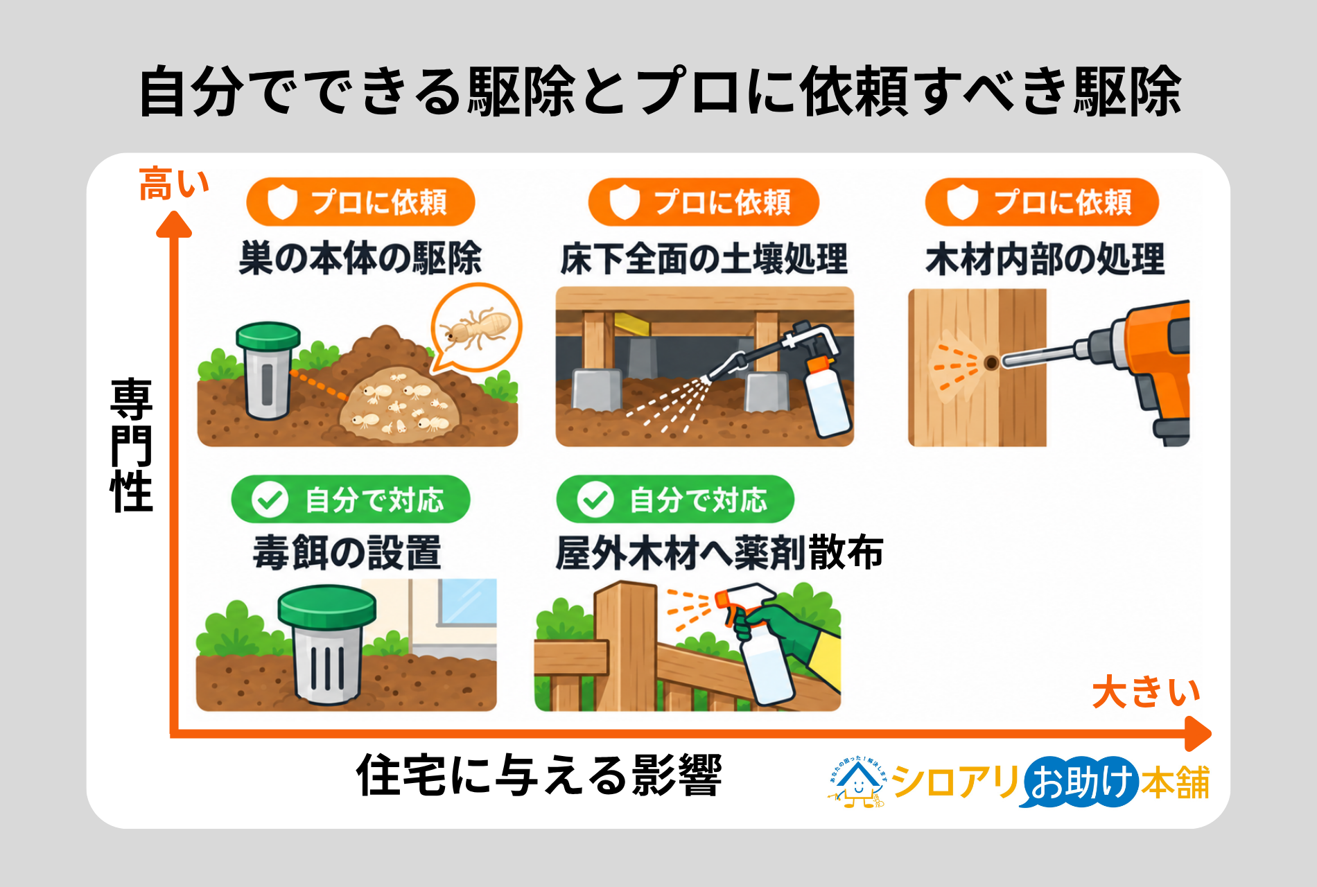 自分でできる駆除とプロに依頼すべき駆除